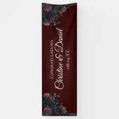 Donkere maroon Mauve Gothic Elegant Wedding Spandoek (Verticaal)
