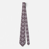 Donkere Mauve Bloemen Damask Patroon Groomsmen Huw Stropdas (Voorkant)