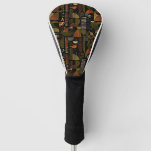 Donkere mid-century geometrische patroon (1) golfheadcover