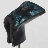 Donkere, middeleeuwse draak golfheadcover (3/4 voorkant)