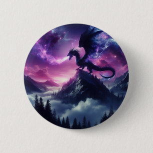Donkere, middeleeuwse eterische draak ronde button 5,7 cm