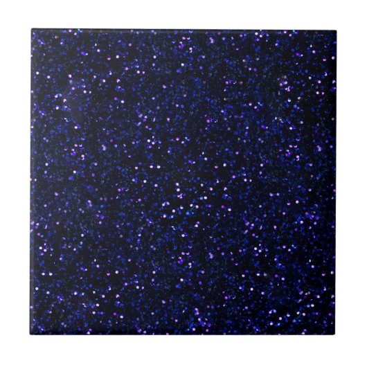 Donkere Midnight Indigo Blue Glitter Tegeltje (Voorkant)