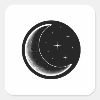 Donkere Minimaal Esthetische Maan Vierkante Sticker