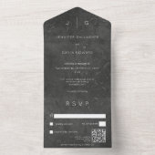 Donkere minimale moderne QR-code All In One Uitnodiging (Binnen)