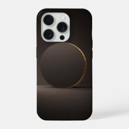 Donkere Minimalistische Gouden Cirkel Abstract Lux iPhone 15 Pro Hoesje