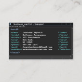 Donkere modus Notitieblok Coder Format Computer Pr Visitekaartje (Voorkant)