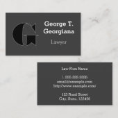 Donkere Monogram Letter Professional Visitekaartje (Voorkant / Achterkant)