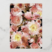 Donkere Moody Blush Pink Botanical Weddenschap Gol Folie Uitnodiging (Achterkant)