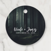 Donkere Moody Bos Bomen bij Twilight Bruiloft Bedankjes Labels (Achterkant)