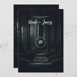 Donkere Moody Bos Bomen bij Twilight Bruiloft Kaart