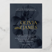 Donkere Moody Botanische Elegante Bruiloft Goud Folie Uitnodiging (Voorkant)