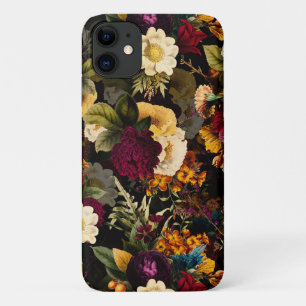 Donkere Moody Florals Antiek winterbloemen iPhone 11 Hoesje