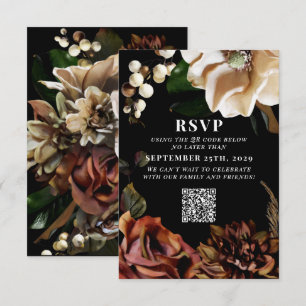 Donkere Moody Magnolia Wedding QR-code Gelieve te  RSVP Kaartje