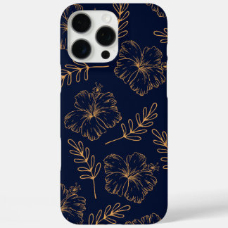 Donkere Navy blauwe iPhone hoesje | Elegant bloemo