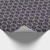Donkere Navy Blue en Gold Elegant Network Pattern Cadeaupapier (Hoek)