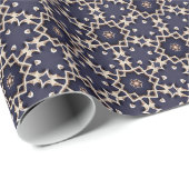 Donkere Navy Blue en Gold Elegant Network Pattern Cadeaupapier (Rol Hoek)