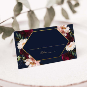 Donkere Navy Bourgondi Blush Pioenrozen Bloemige T