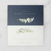 Donkere Navy/Cream Snowberry+Eucalyptus Bruiloft (Buitenkant ongevouwen)