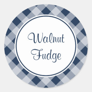 Donkere Navy Gingham Keukenstickers Ronde Sticker