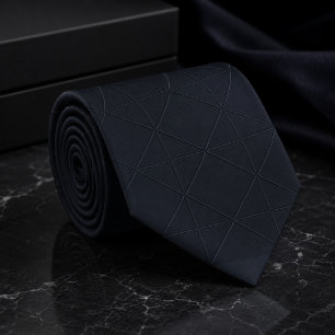 Donkere Navy Rouw Geometrisch Stropdas