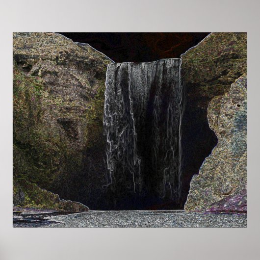 Donkere Neon Waterfall Poster (Voorkant)