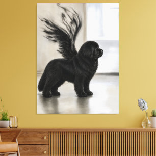 Donkere Newfoundland Herdenkingsengel Canvas Afdruk
