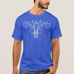 Donkere occult skeleton geiten, gekrompen en gegot t-shirt