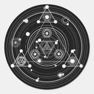 Donkere occulte stijl heilige meetkunde ronde sticker
