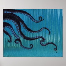 Donkere octopus Tentacles Acrylverf Poster