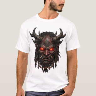 Donkere Oni-demonenmasker Japanse Horror Fantasy K T-shirt