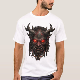 Donkere Oni-demonenmasker Japanse Horror Fantasy K T-shirt