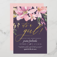 Donkere Paars en goud Het is een meisje-Floral Bab
