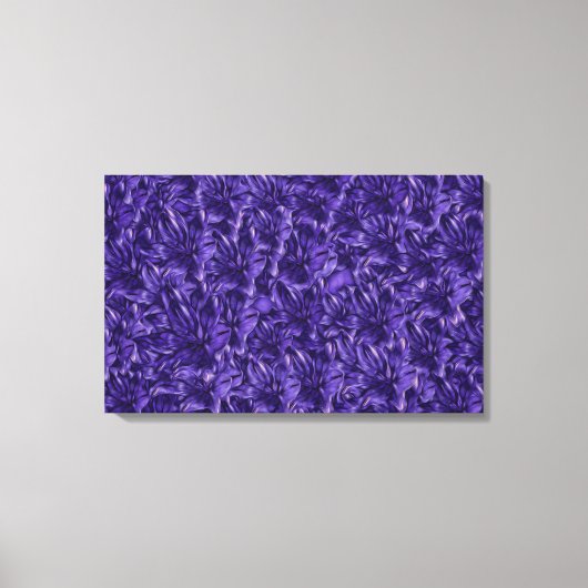 Donkere paarse bloemen op bloemen canvas afdruk (Voorkant)