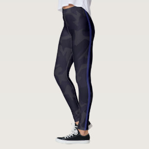 Donkere paarse camo-leggings met streep leggings