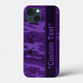 Donkere Paarse camo met aangepaste tekst iPhone 13 Mini Hoesje