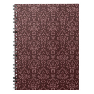 Donkere Paarse Damask Pattern Notitieboek
