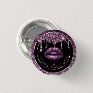 Donkere paarse druppels   luxe lippen ronde button 3,2 cm