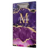 Donkere Paarse en goudglittersequins Agate Klembord (Links)