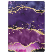 Donkere Paarse en goudglittersequins Agate Klembord (Achterkant)