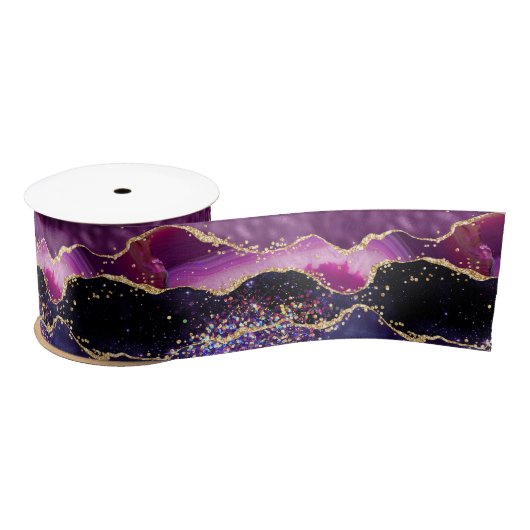 Donkere Paarse en goudglittersequins Agate Lint (Spoel)
