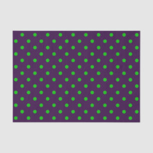 Donkere Paarse en Neon Green Polka Dots Tissuepapier