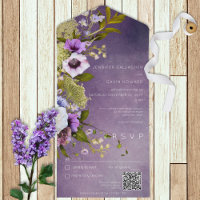 Donkere Paarse en zwarte groene Floral Modern QR C