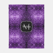 Donkere Paarse faux glans monogram Fleece Deken (Voorkant)