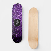 Donkere Paarse faux glans monogram Skateboard (Voorkant)