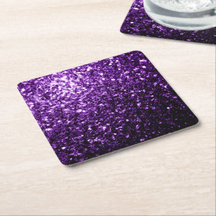 Donkere Paarse faux glinsterende glitter Vierkante Kartonnen Onderzetter