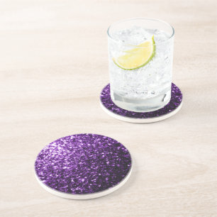 Donkere Paarse faux glinsterende glitter Zandsteen Onderzetter