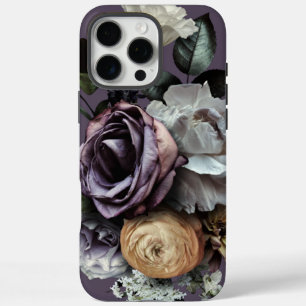 Donkere Paarse Floral iPhone 16 Pro Max Hoesje