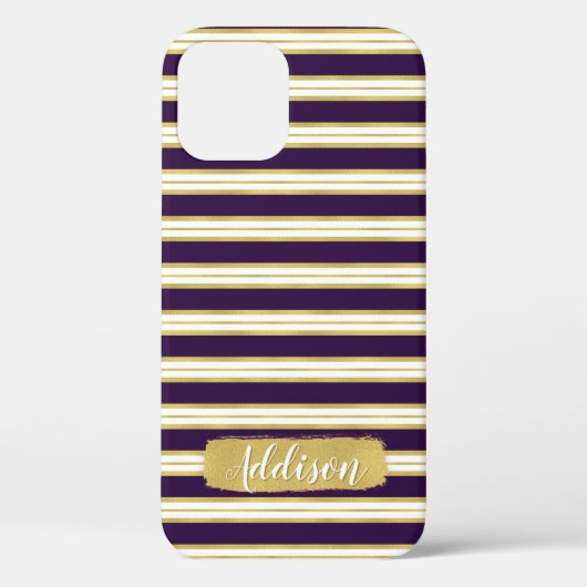 Donkere Paarse Gold Stripe Pattern - Aangepaste na Case-Mate iPhone Case (Achterkant)