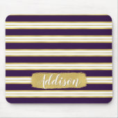 Donkere Paarse Gold Stripe Pattern - Aangepaste na Muismat (Voorkant)