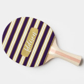 Donkere Paarse Gold Stripe Pattern - Aangepaste na Tafeltennisbatje (Zijkant)